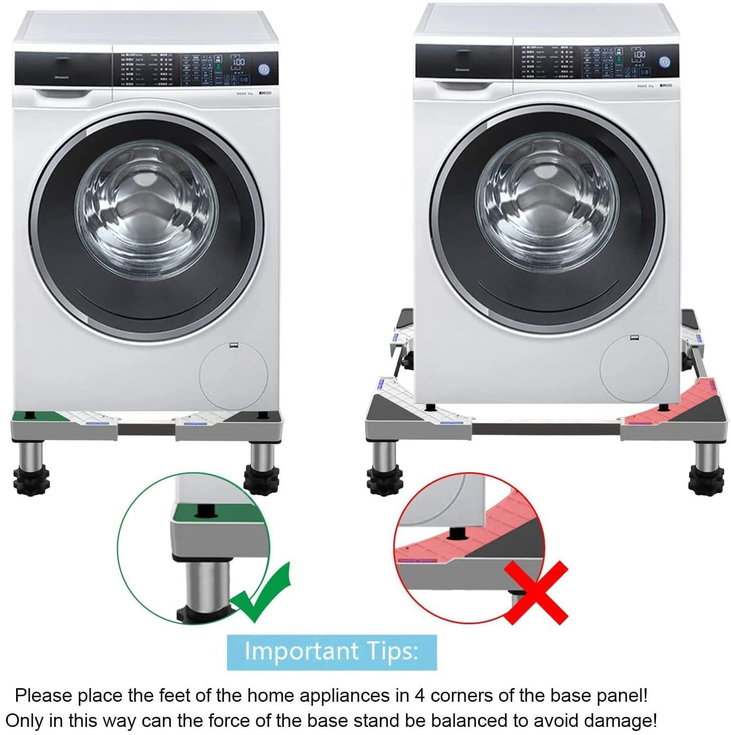 Washer and Dryer Stand, Refrigerator Washing Machine Laundry Pedestal, Upright Freezers Accessories