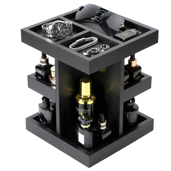 EXIN DECHEN Cologne Organizer for Men, Cologne Stand,3 Tier Large Capacity Wood Perfume Shelf with Rotate, Desk & Nightstand Organizer, Mens Husband Birthday Gifts Ideas, Christmas Gifts for Men