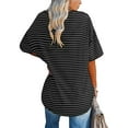 thumbnail image 2 of Sherrylily Women Oversized Striped Tees Loose T Shirts Half Sleeve Crew Neck Tops, 2 of 3
