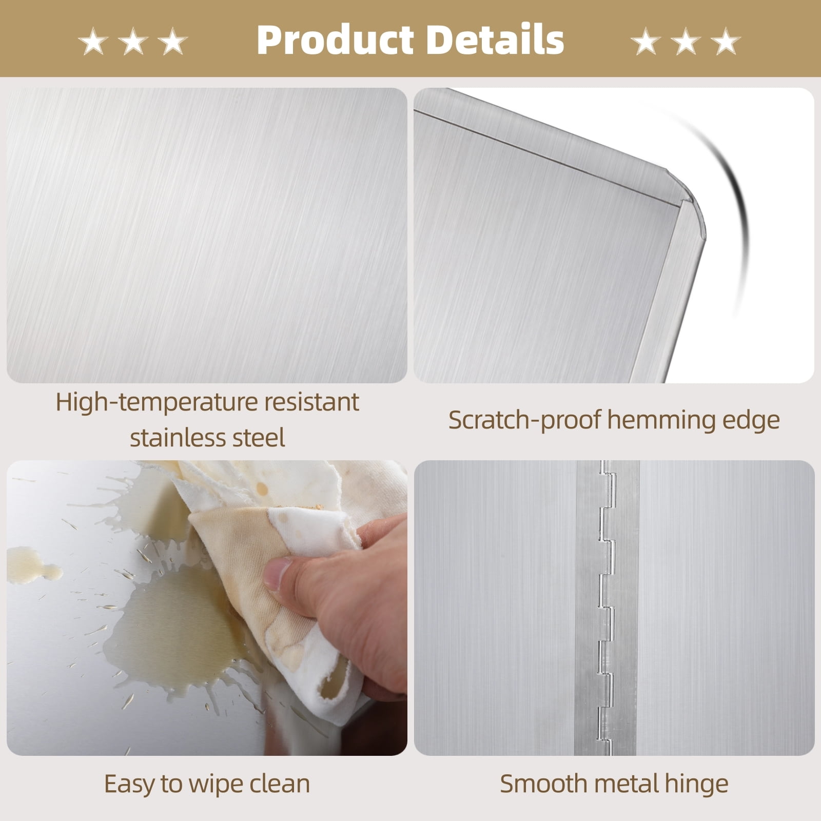 2 Pcs Grease Splatter Guards, 2-Sided Oil Splash Boards for Stove, Foldable Stainless Steel Backsplash, Anti-grease Frying Pan Splatter Guards, Cooking Heat Insulation Boards, 15.7×15.7×11.8"
