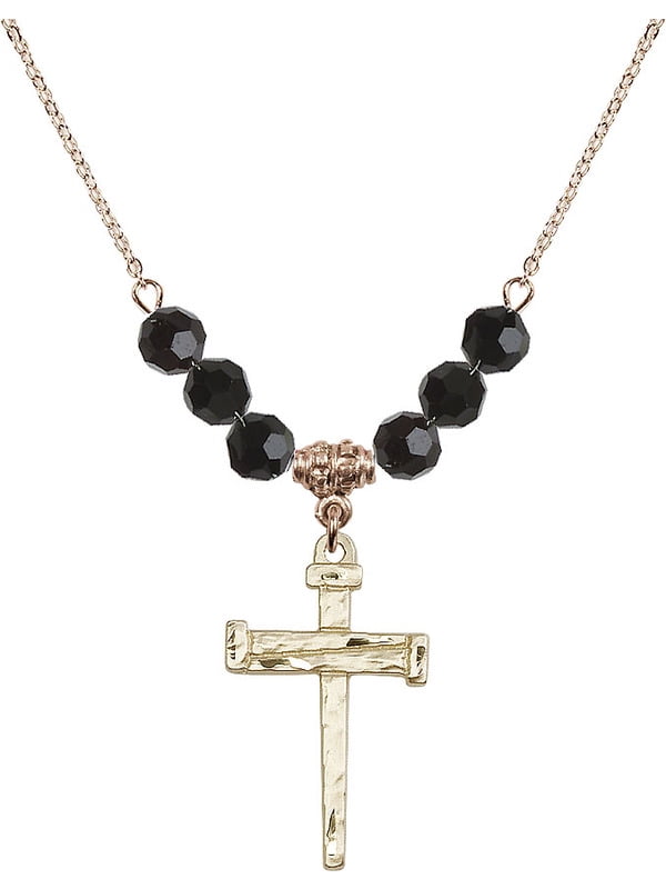 Bonyak Jewelry 18 Inch Rhodium Plated Necklace w// 4mm White April Birth Month Stone Beads and Saint Teresa of Avila Charm