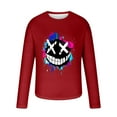 thumbnail image 4 of Yaoyar Men's Fashionable Printed Top With Long Sleeved Round Neck Crewneck Halloween Smiling Face Printed Sweatshirt,Red,4XL, 4 of 4