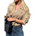 thumbnail image 1 of Chaquetas para Mujer, Informales, Holgadas, Cómodas, Estilo Utilitario, con Botones y Solapa Grande, , para Mujer. Caqui M, 1 of 7