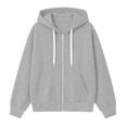 thumbnail image 7 of VBVC Women's Thumbhole Full Zip Hooded Sweatshirt , Contrast Drawstring Hoodie For Women , Ladies' Y2K Basic Long Sleeve Top with Pockets, Gray , S-2XL, 7 of 7