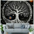 thumbnail image 4 of BCIIG Tree of Life Tapestry Wall Hanging Black and White Wishing Tree Galaxy Space Sun & Moon Tapestry Psychedelic Mystical Aesthetics Wall Hanging Living Room Bedroom Cosmic Tree, 4 of 6