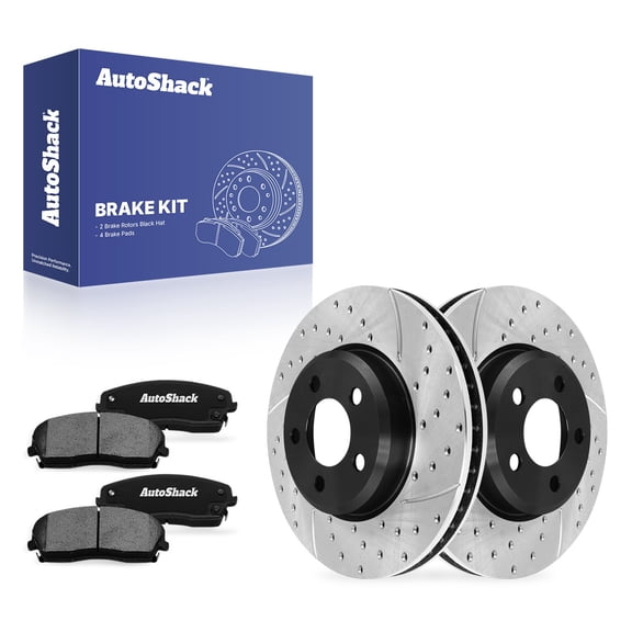 AutoShack Front Vented Drilled & Slotted E-Coated Brake Rotors   Ceramic Pads 6-PC Brake Kit Replacement for 2006-2023 Dodge Charger 2005-2023 Chrysler 300 ShadowGuard 12.6" (320 mm)