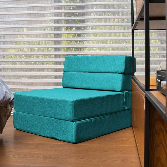 Sofá Cama Plegable - Individual -Verde Petróleo- Memory Foam SOFA CAMA COZY