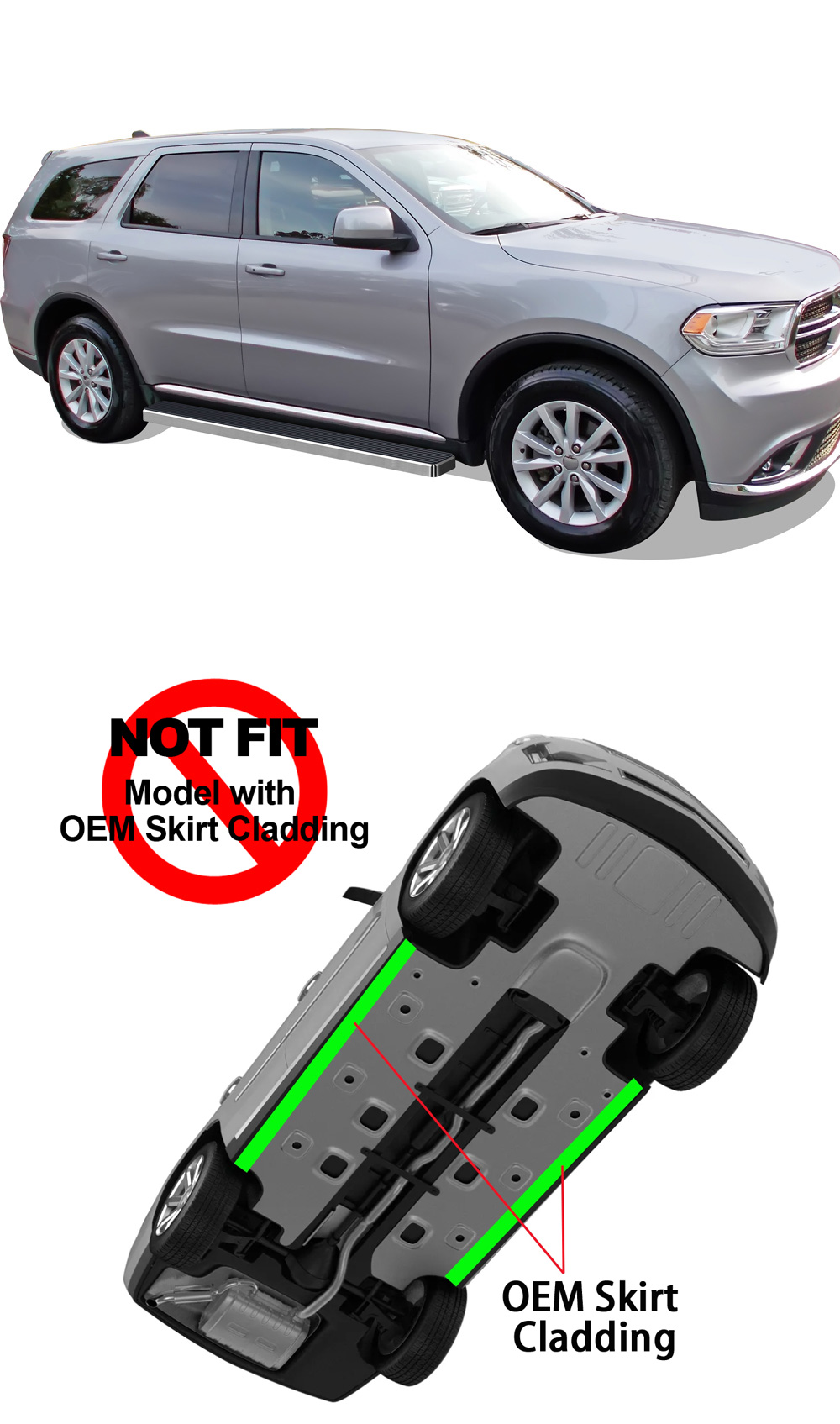 APS Running Boards 5 inches Compatible with Dodge Durango 2011-2025 4-Door (Will Not Fit Models With OE Skirt Cladding) (Nerf Bars Side Steps Side Bars)