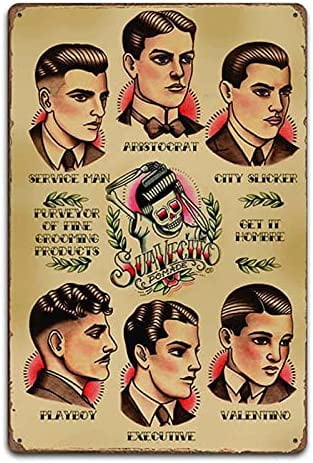 Classic Barber Shop Retro Metal Tin Sign, Various Hair Style Posters Barber  Shop Decoration Commercial Sign Garage Decoration Man Hole Sign Wall Art  8X12Inch 