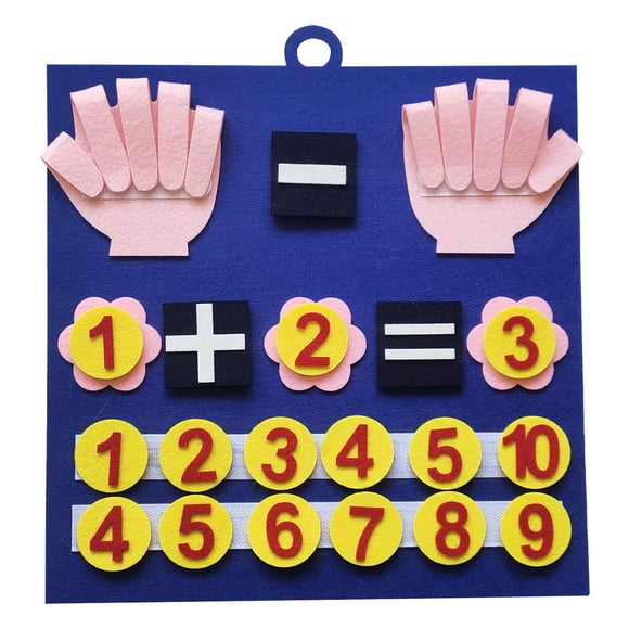 Tablero de fieltro para aprender a contar números de , juguete matemático con números de mano, juguete matemático para jardín de infantes, juego d , Azul