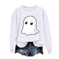 thumbnail image 2 of Jsaierl Halloween Sweatshirts Women Cute Pumpkin Ghost Graphic Sweatshirt Loose Fit Crewneck T-shirt Long Sleeve Holiday Pullover Tops Halloween Costumes, 2 of 5