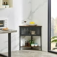 thumbnail image 4 of VECELO Corner Storage Cabinet with Double Door and Storage Shelf, Free-Standing Triangle Cabinet Table, Brown, 4 of 10