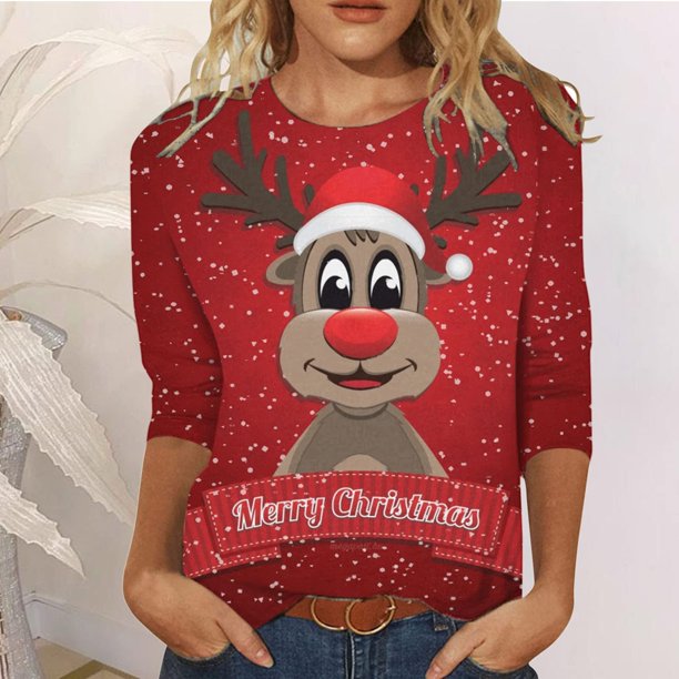 Ichuanyi liquidación de la moda femenina de la moda holgada 3/4 mangas blusa redonda de cuello redondo ICHUANYI WER202308212175