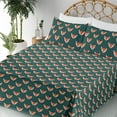 thumbnail image 3 of Wild Life Sheet Set, Repetitive Geometric Fox Silhouette Pattern With Triangle and Tetragon Art, Fitted & Flat Sheet with Pillowcase Bedding Accent 3 Pcs Set, Twin XL, Teal Burnt Sienna, by Ambesonne, 3 of 5
