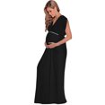 thumbnail image 3 of KOH KOH Long Maternity Pregnancy Short Sleeve V-Neck Full Floor Length Flowy Baby Shower Bridesmaid Evening Summer Tall Maxi Dress Gown For Women Black Medium US 8-10 NT278, 3 of 5