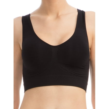 Farmacell Women s Push-up Bra Top Band with Wide Straps and Breast Support Effect  Made in Italy  Black  L  Cod. 618