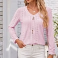 thumbnail image 6 of Women's Long Sleeve Tunic Tops Casual Cold Shoulder Blouse Shirts Pink XL, 6 of 7