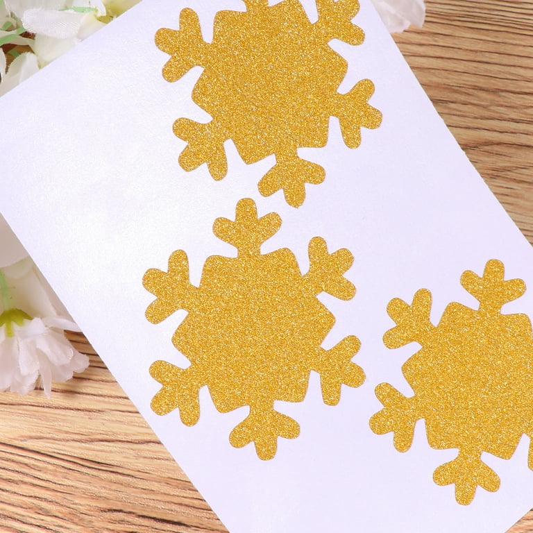 12 Pcs Christmas Glitter Strong Viscosity Stickers Shiny Sparkly Stickers  Unique Charming Labels for Xmas Party (Golden) 