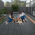 thumbnail image 4 of Domi Outdoor Living Patio Deck Tiles, 12 x 12 inches Composite Interlocking Decking Tile, Four Slat Plastic Outdoor Flooring, 9 Pieces One Pack, Dark Grey, 4 of 6
