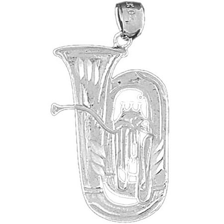 18K White Gold Tuba Pendant - 33 mm