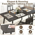 thumbnail image 3 of UHOMEPRO 5 Piece Dining Room Set, Modern Dining Table Set with Faux Marble Tabletop and 4 Leatherette Upholstered Chairs for 4 Persons, Rectangle Kitchen Table Set Dining Set for Dining Room, Brown, 3 of 13