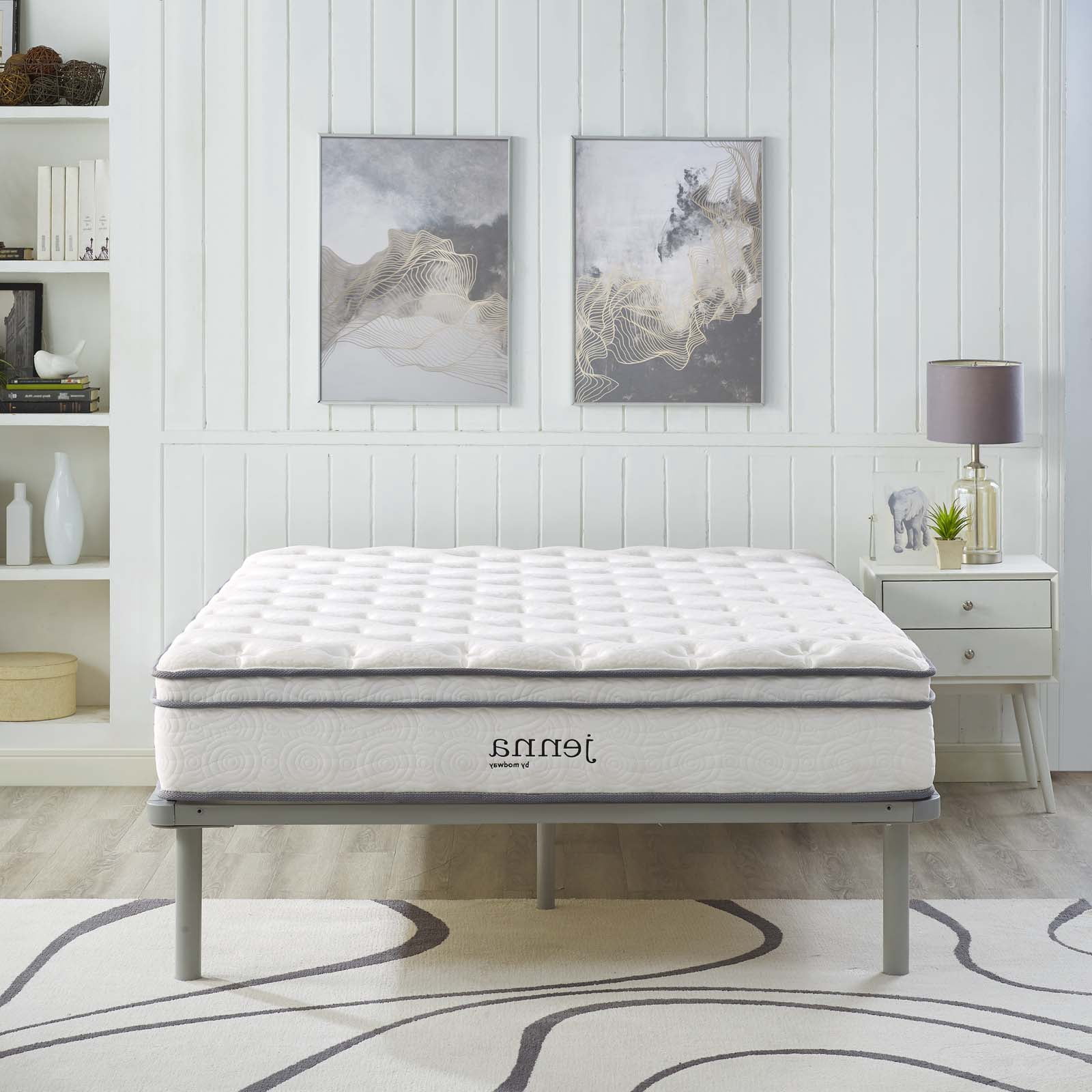 Modern Contemporary Urban Design Bedroom King Size 10inch Mattress, Fabric, White
