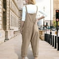thumbnail image 4 of Ecqkame Women Fashion Long Jumpsuits Casual Loose Adjustable Sleeveless Tank Pants Baggy Solid Color Jumpsuits with Pockets 03-Khaki M, 4 of 9