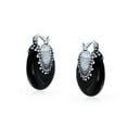 thumbnail image 2 of Bling Jewelry Womens  Tribal Black Onyx Oval Half Crescent Hoop Huggie Earrings Sterling Silver, 2 of 4