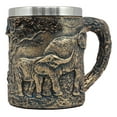 thumbnail image 2 of Ebros Safari Elephant& Calf Family Coffee Mug Textured Rustic Tree Bark Design, 2 of 7