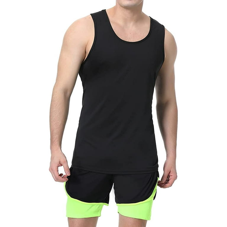 Youi-gifts Mens Workout Stretch Tank Top, Running Gym A-Shirts for Men, Adult Unisex, Size: Large, Black