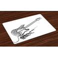 thumbnail image 1 of Ambesonne Guitar Place Mats Set of 4, Rock Music Sketch Art, Standard Size, Black White, 1 of 4