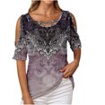 thumbnail image 1 of Blouses à Manches Courtes pour Femmes Mode Été Col en V Loisirs Manches Courtes Hauts Imprimés Blouses à Manches Courtes pour Femmes, 1 of 6