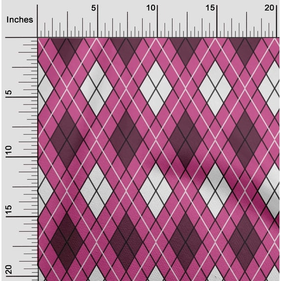 oneOone Cotton Poplin Pink Fabric Argyle Check Sewing Craft Projects Fabric Prints By Yard 56 Inches Wide