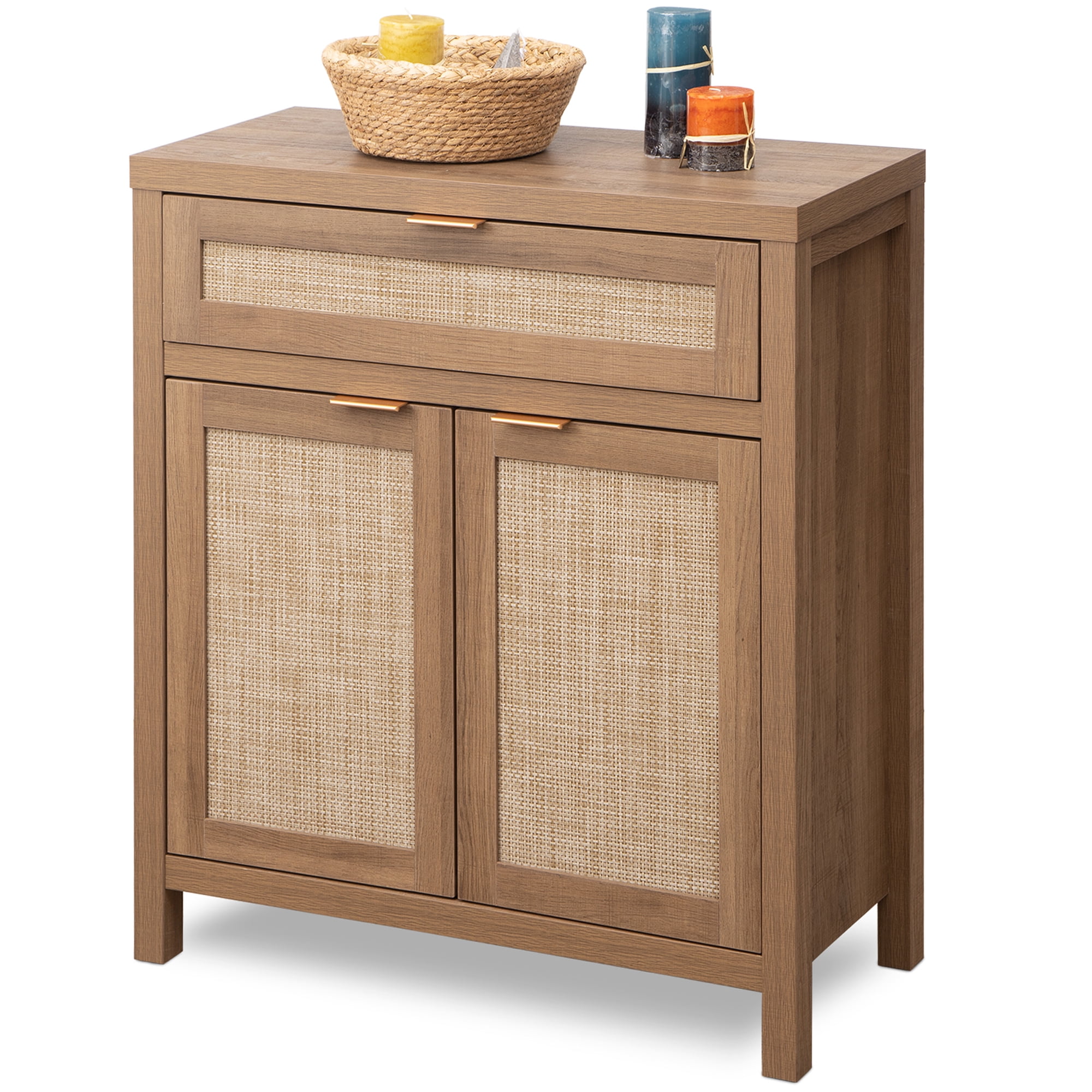 Surmoby Farmhouse Buffet with Adjustable Shelves,Rattan