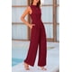 thumbnail image 4 of Mono Enterizo PRETTYGARDEN Sin Mangas Cuello Simulado Rojo Vino Talle S, 4 of 8