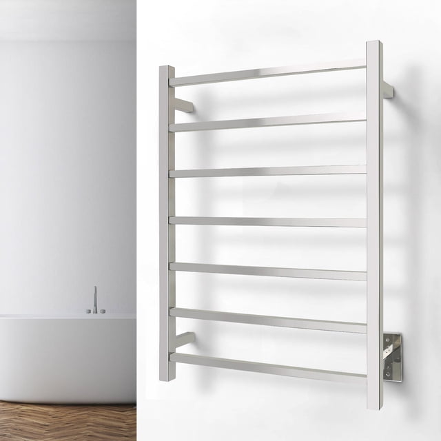 WarmlyYours Tahoe 7 Bar Towel Warmer Stainless Steel
