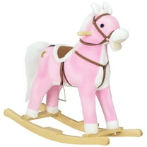 Rocking Horse with Sound, Ride on Horse with Saddle, Toddler Rocker, Gift for 3-8 Year Old, Pink