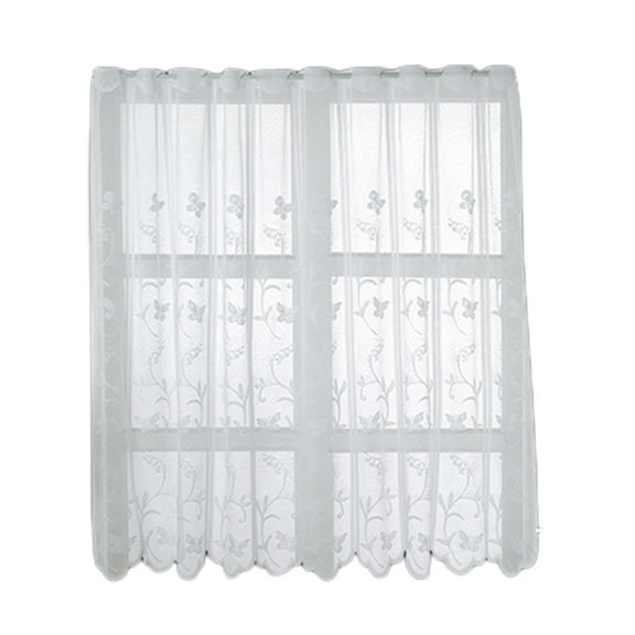 Hiroekza Sheer Curtain Panels Fine Woven Through Rod Curtains for Kitchen Bedroom Living Room Elegant Light Filtering 51 x 18 Inches White