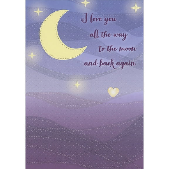 Designer Greetings I Love You to the Moon and Back: Crescent Moon in Purple Sky Father's Day Card for the One I Love : Husband : Boyfriend