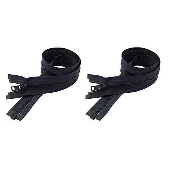 YKK Jacket Vislon Zippers Number #5 Molded Plastic Separating Bottom 14" to 36" Inches - Medium Weight - 560 Navy (2 Zippers/Pack) (25 Inches)