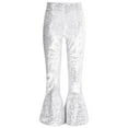 thumbnail image 4 of Alvivi Pantalons Évasés à Paillettes pour Filles Enfants Leggings Rétro Brillants Hip Hop Jazz Danse Argent 12, 4 of 5