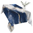 thumbnail image 2 of Marble Navy Blue Table Cloth Waterproof Tablecloths, Abstract Gold White Brick Stone Motif Tablecloth Dining Table Cover for Kitchen Party Tabletop Outdoor, Rectangle Tablecloth 60x120 Inch, 2 of 9