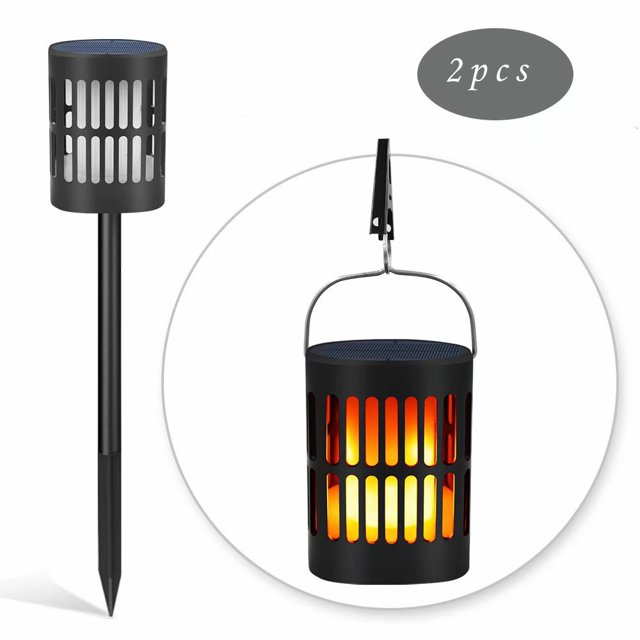 Luz solar mejorada Linterna solar Llama intermitente al aire libre Linterna colgante Decoración Iluminación Patio Jardín Jardín Solar Impermeable LED Llama Paraguas Luz (2 piezas) oso de fresa Electrónica