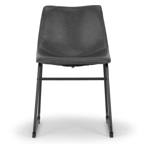 Set of 2 Adan Iron Frame Vintage Gray Faux Leather Dining Chair