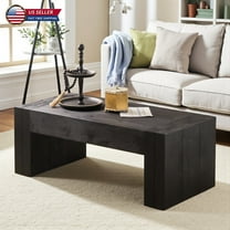 Hassch 49" Modern Rectangular Coffee Table, Farmhouse Accent Center Tea Table for Living Room, Home Decor, Black