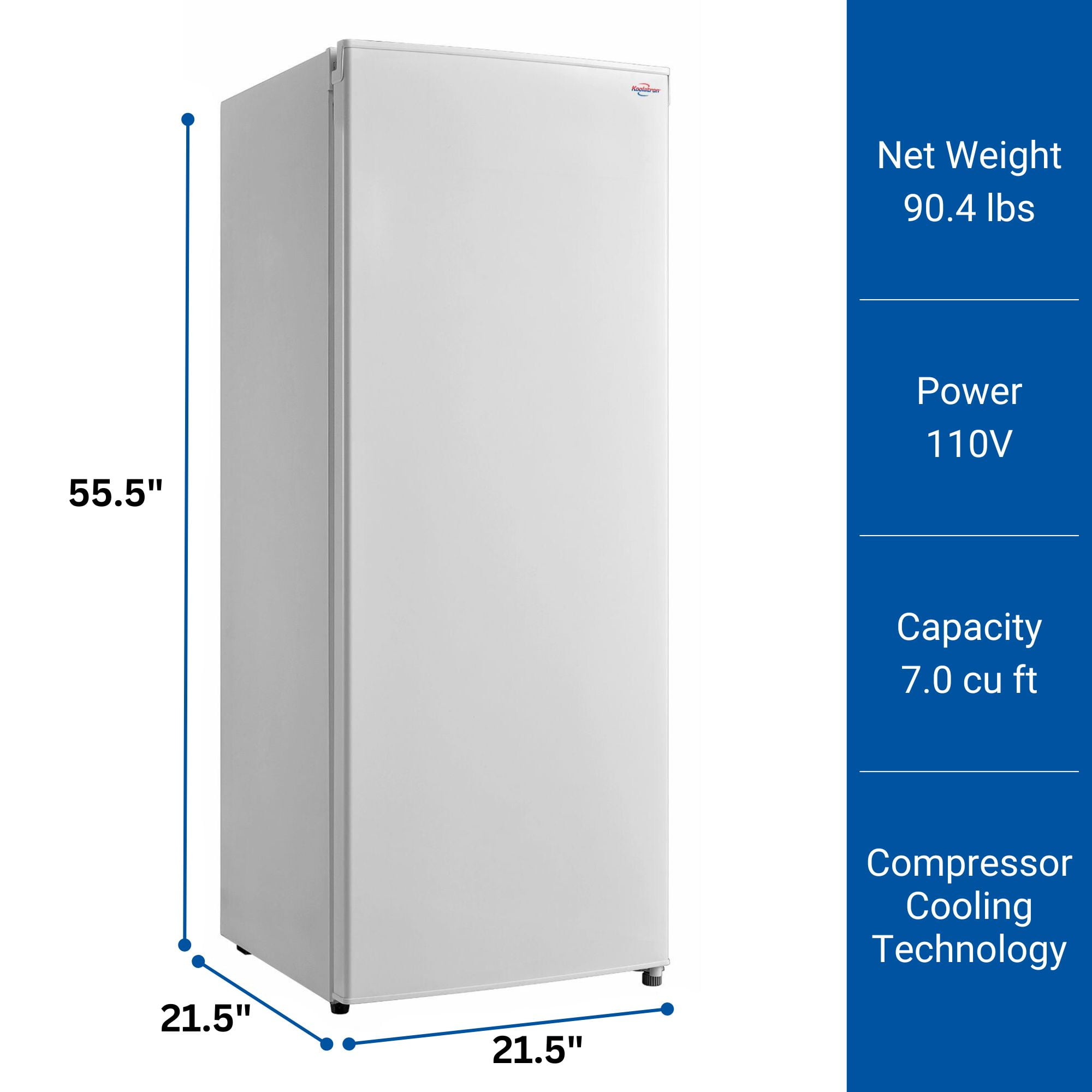 Koolatron Garage Ready Upright Freezer 7.0 cu ft 198L White Low Frost Space Saving Flat Back