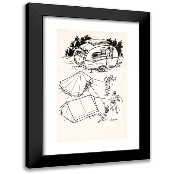 Anonymous 10x14 Black Modern Framed Museum Art Print Titled - Children Playing at a Campsite (1930)