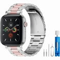 thumbnail image 2 of Sleek Stainless Steel Band Compatible with Apple Watch 42mm(Series 11/10)/41mm/40mm/38mm,  Metal Strap with Fold-Over Clasp, Business Casual Design for Men & Women, 2 of 7