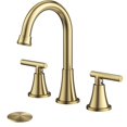 thumbnail image 1 of Grifo de baño Hurran en oro cepillado con 3 orificios y desagüe desplegable, 1 of 8