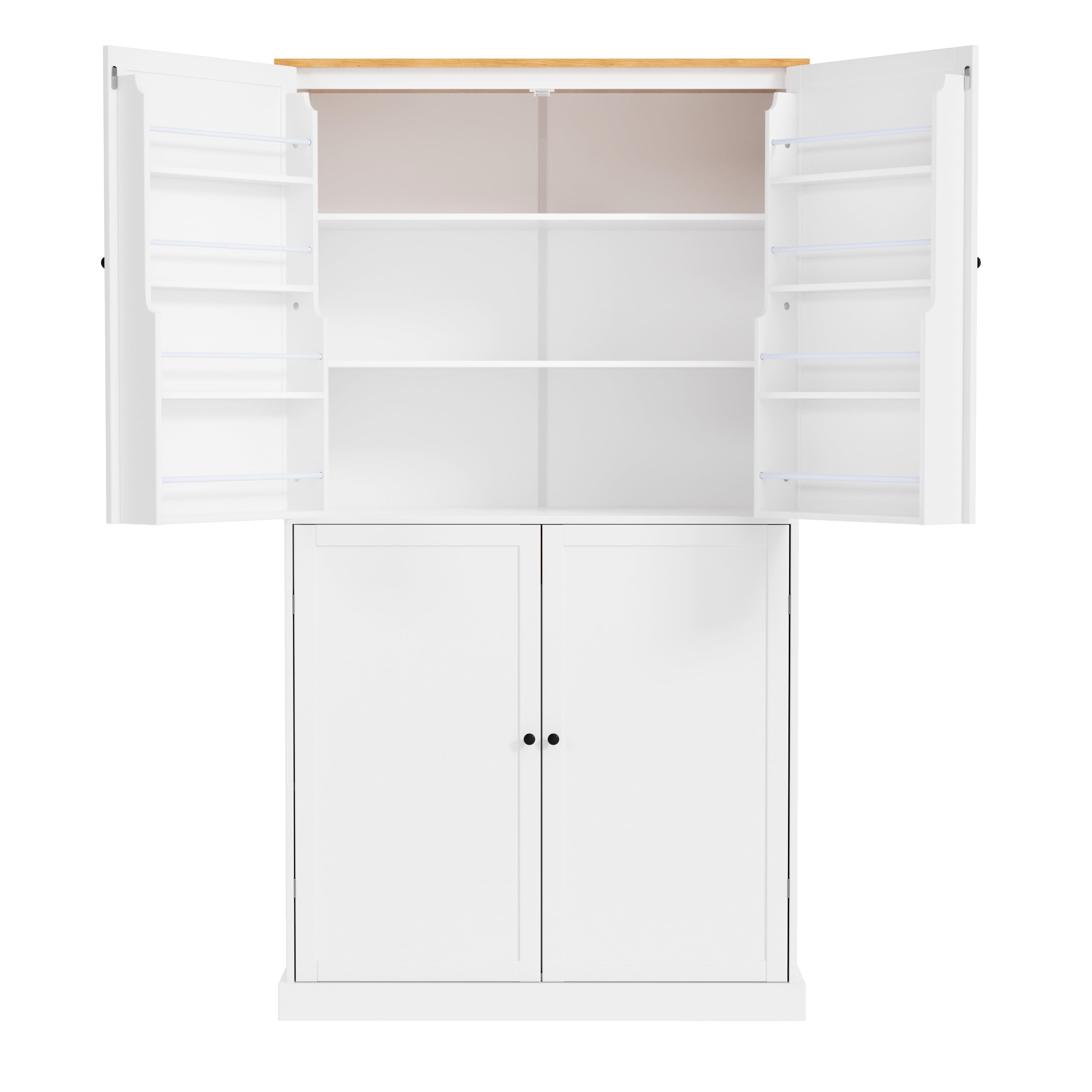 Harper & Bright Designs Farmhouse Kitchen Pantry Door Shelves, Freestanding Tall Cupboard Storage Cabinet with 3 Adjustable Shelves and 3 Drawers for Dining Room Kitchen, Gray